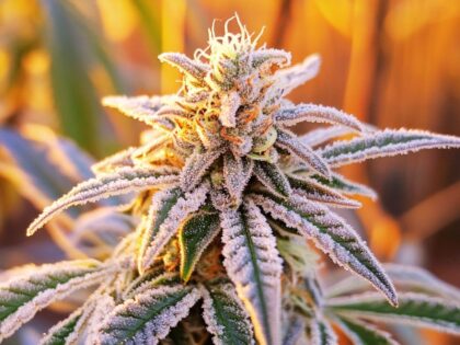 Frosty sugar leaves on trimmed cannabis buds—ideal for cannabutter, edibles, and more, showcasing timing for when to harvest cannabis.