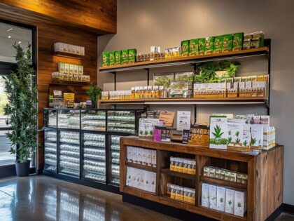 Interior of a professional cannabis seed bank store featuring premium marijuana seeds and grow gear – one of the best seed banks in the industry