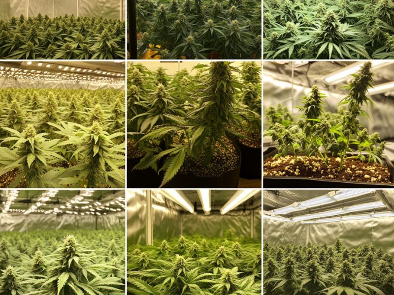 Overview of marijuana plant stages from germination to harvest, highlighting key growth phases and plant care practices.